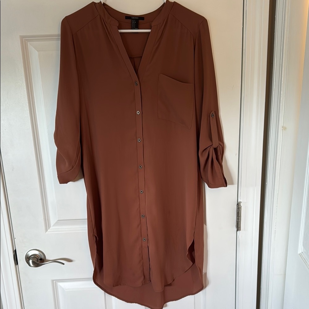 Women's Brown Button-Up Dress
